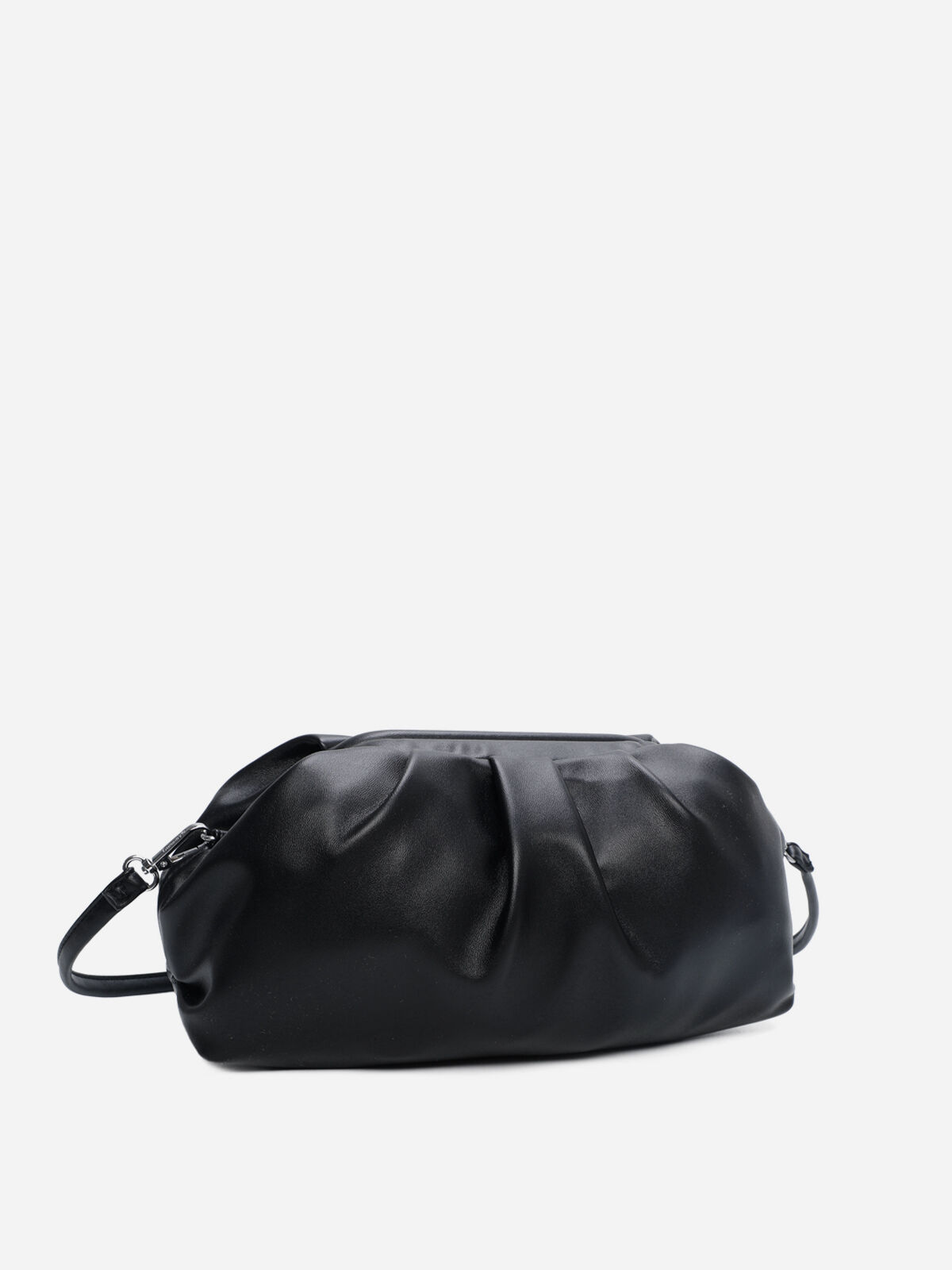 Sac à main en simili froncé- Noir