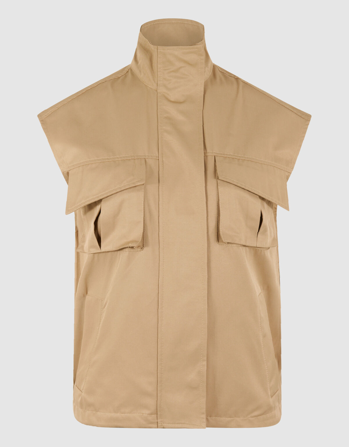 Sleeveless Cargo Jack Beige