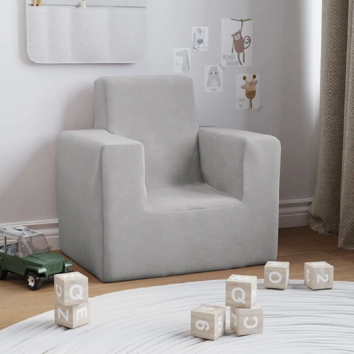 Vidaxl Canapé pour enfants gris clair peluche