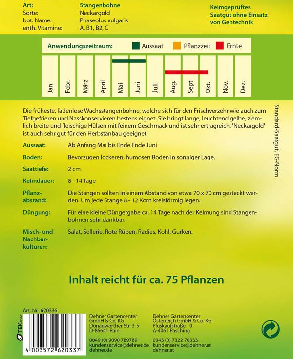 Dehner Samen Stangenbohnen 'Neckargold'