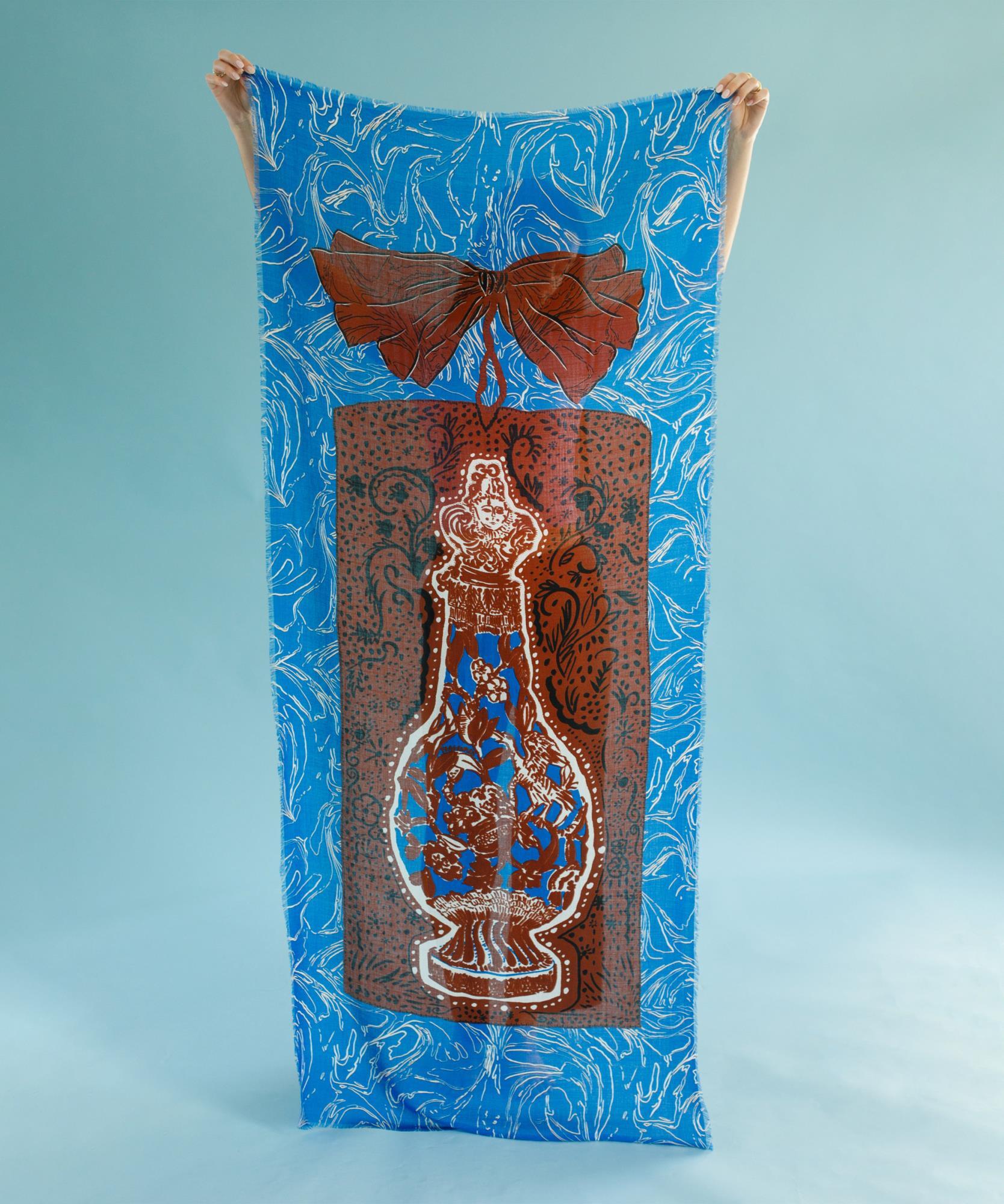 Châle Flacon  80 x 180 cm - Bleu