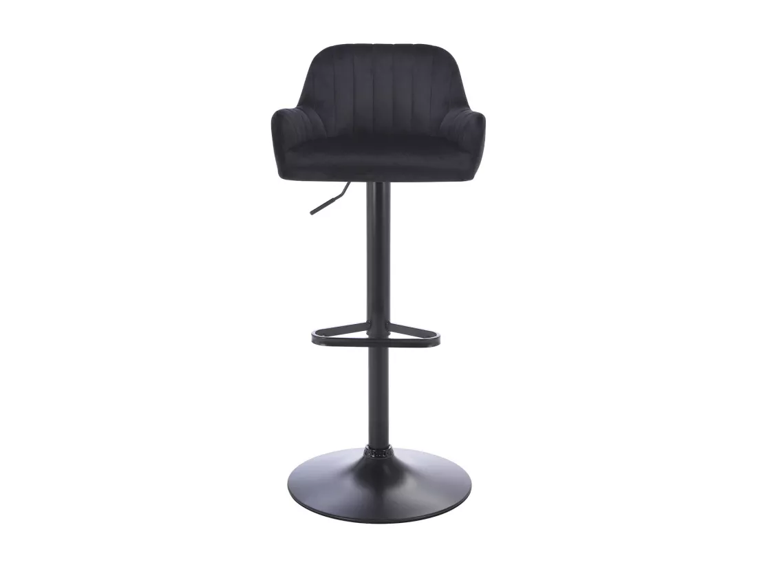 Lot de 2 tabourets de bar en velours et métal - Hauteur réglable - Noir - ELEANA
