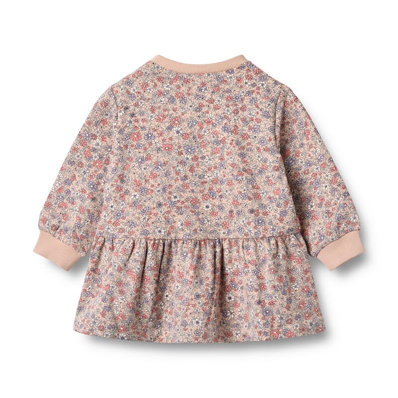 Sweat Dress L/S Zenia rose dust flowers - Wheat - Rumpetroll