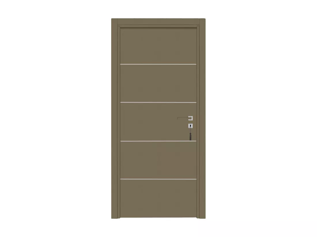 Bloc-porte pose fin de chantier collection Premium Seymour, H.204 x l.73 cm, aspect cuir lichen, réversible