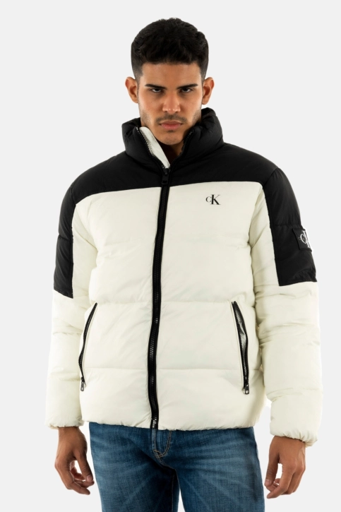 doudounes calvin klein jeans blocking non down ybi ivory/black