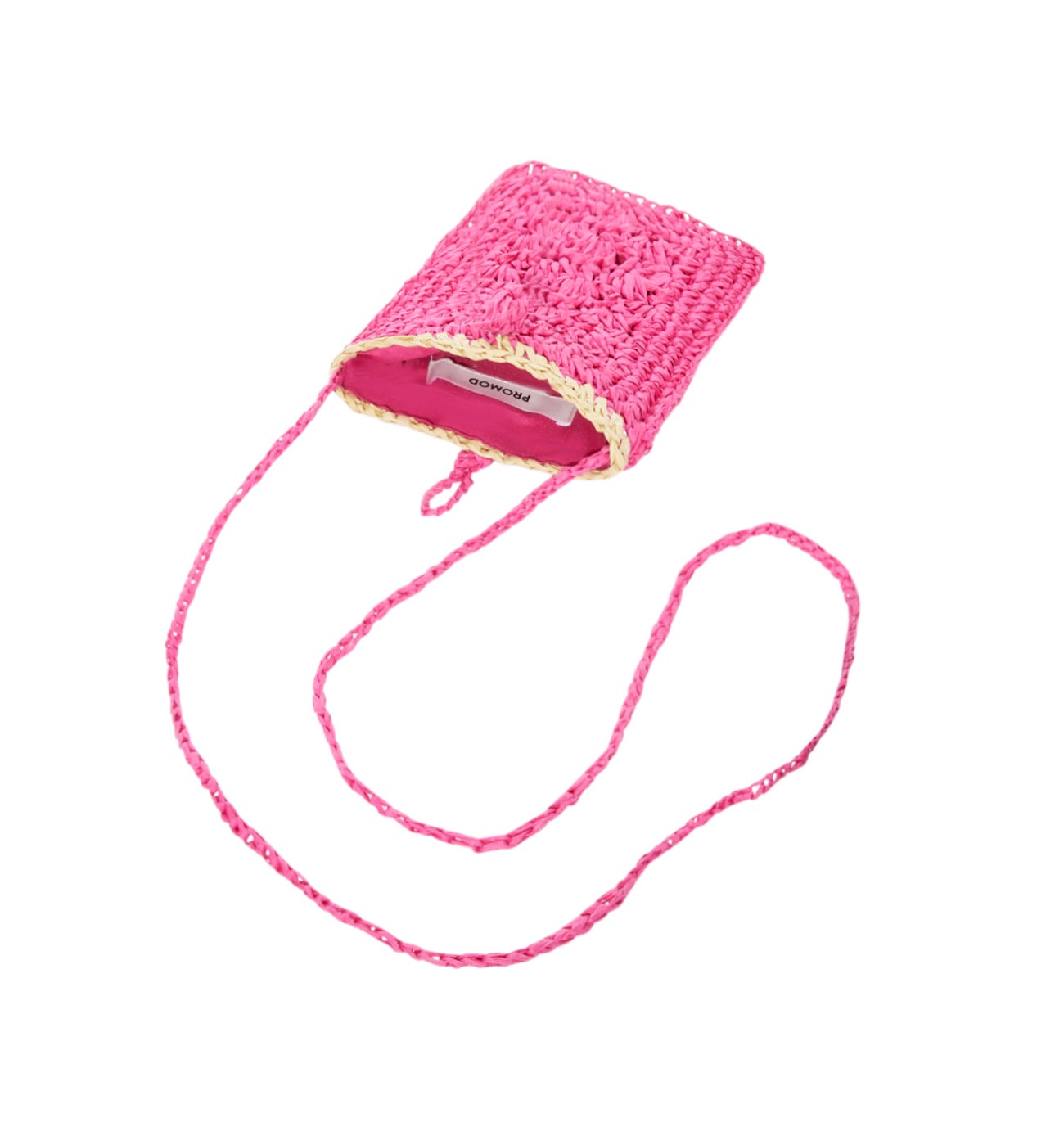 Pochette faon raphia Femme - Rose