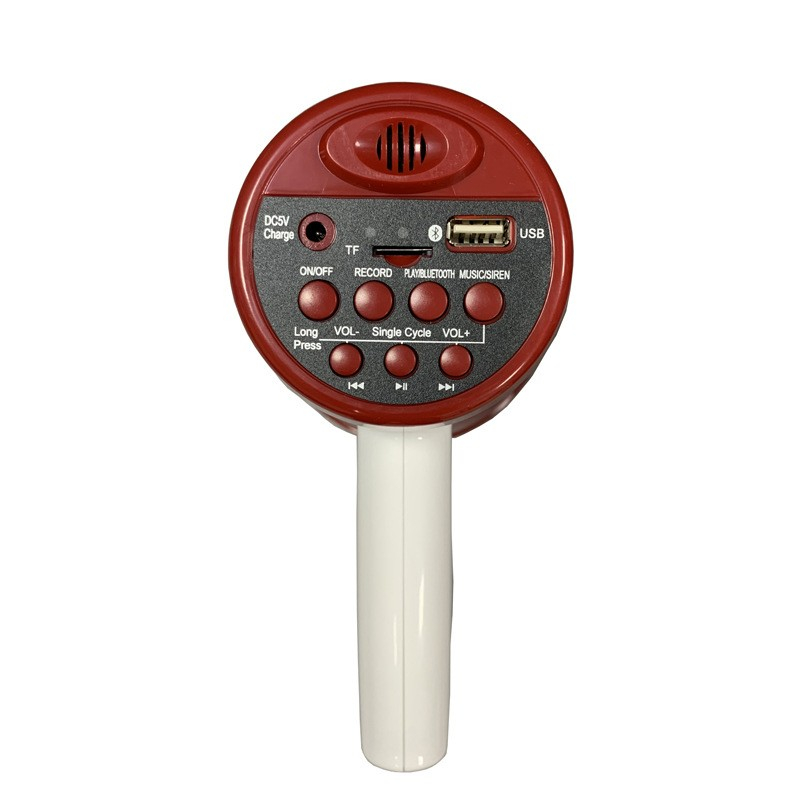 Megafon Sirene Hand Lautsprecher mit Aufnahmefunktion MP3 / Micro SD Kartenslot - Rot / Weiss