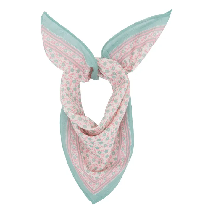 Bonton Foulard Fleuri 50 cm | Vert d'eau