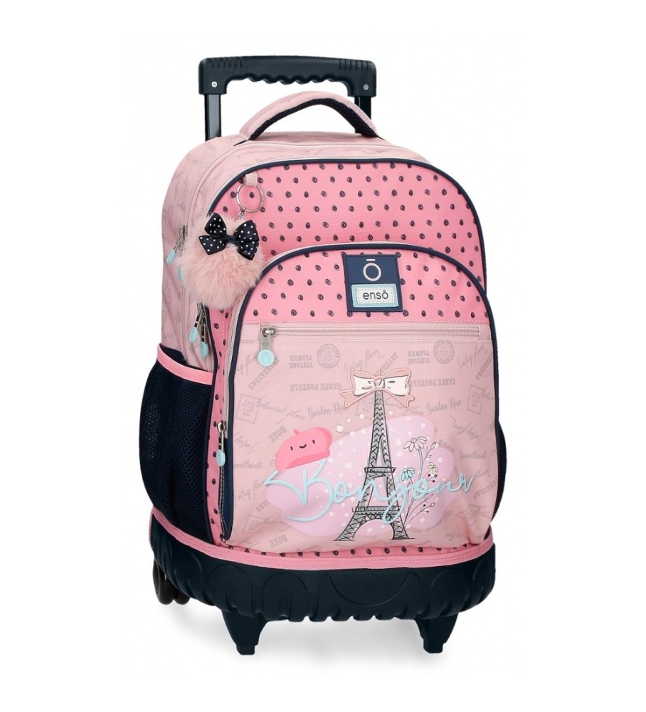 Mochila Enso Bonjour Rosa com 2 Rodas