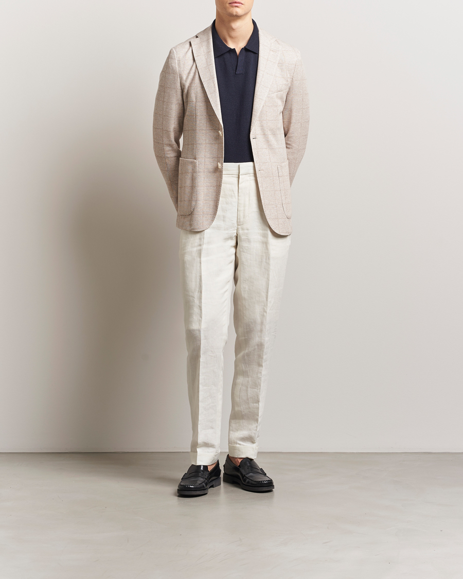 BOSS BLACK Hanry Checked Jersey Patch Pocket Blazer Open White
