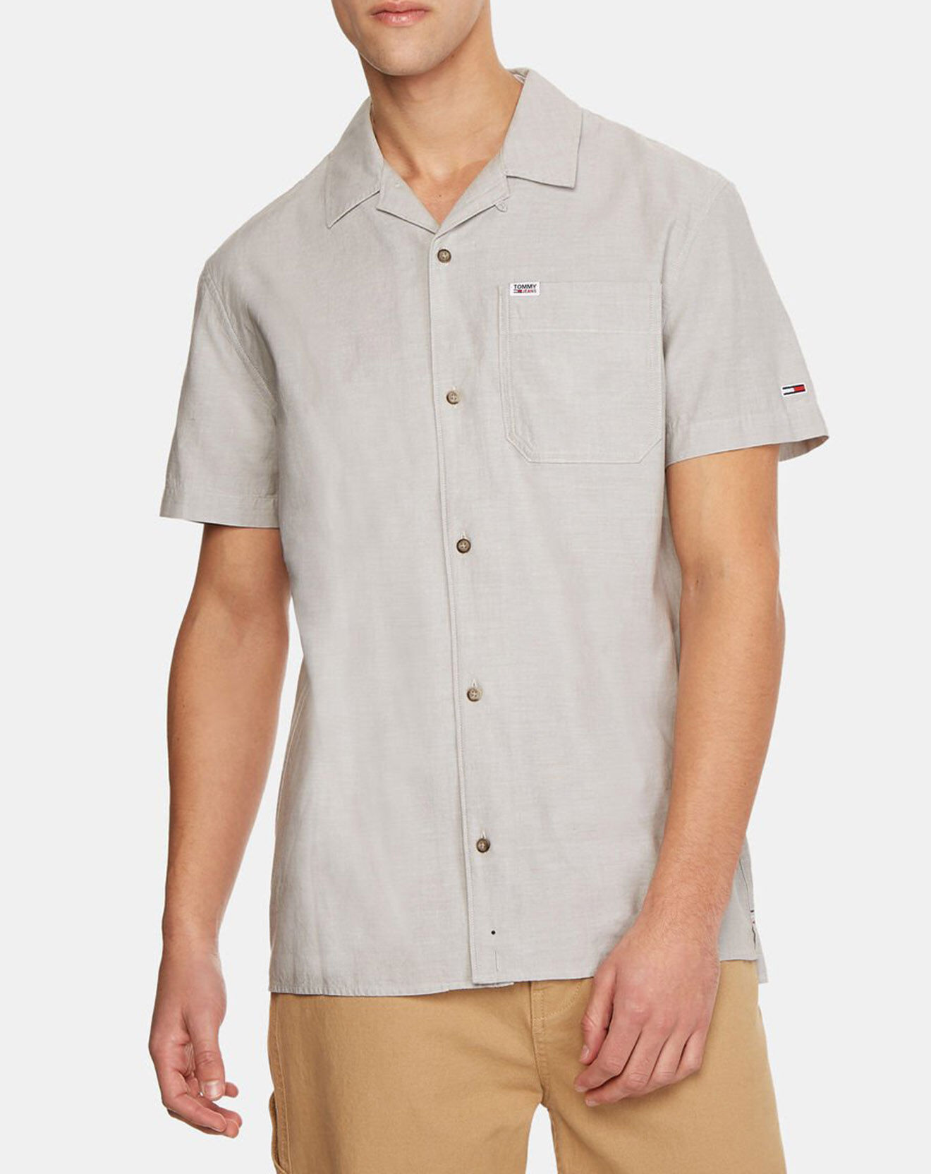 Tommy Jeans Chemisette droite en Coton & Lin Camp grise