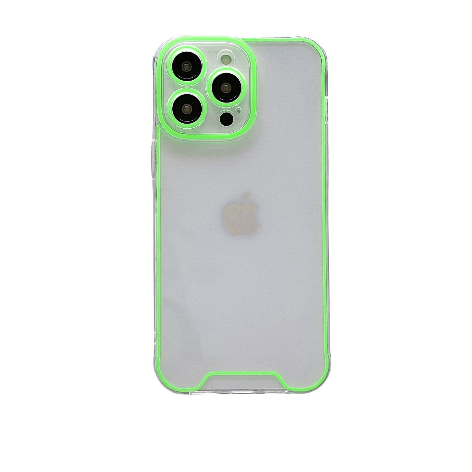 iPhone 16 Pro Gummi Case Hülle mit Fluoreszierendem Rahmen - Grün / Transparent