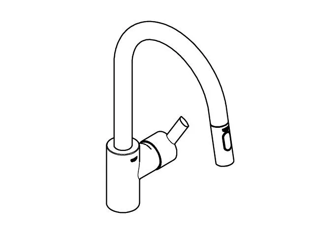 Grohe Feel etgr køk brus dual - Etgrebskøkkenbatteri, C-tud, zero, højt udløb, supersteel