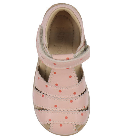 Pom Pom Sandalen - Starter Scallop Klettband - Alt Rose Dot