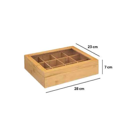 Boite de 12 compartiments amovibles (23 x 28 cm) Bambou Siao