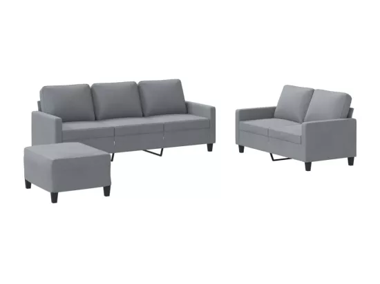 Ensemble de canapés 3 pièces avec coussins Gris clair Tissu