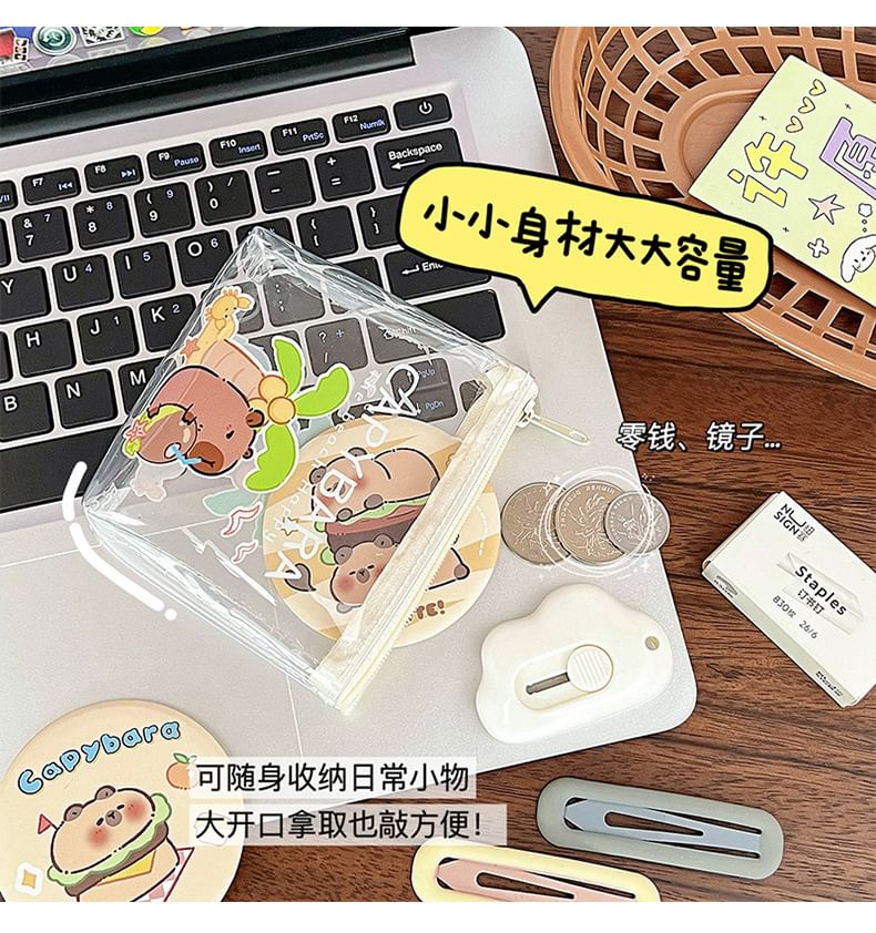 Eranso - Capybara Print PVC Muntenportemonnee