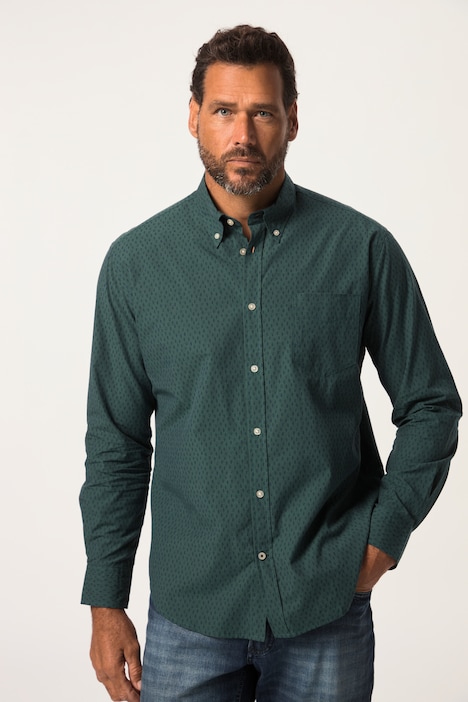 JP 1880 Hemd, Langarm, Alloverprint, Buttondown-Kragen, Modern Fit, bis 7 XL