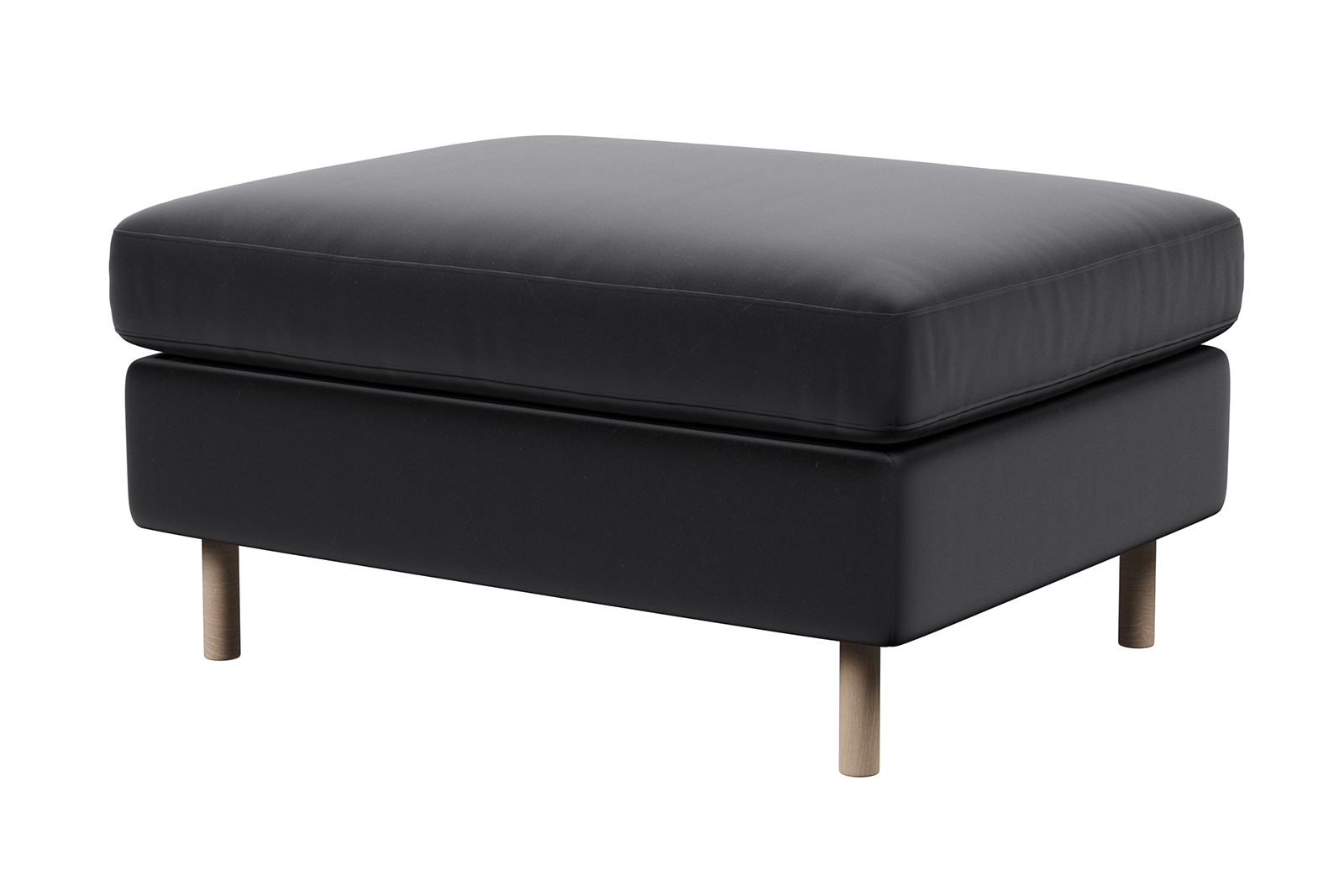 Viken pall Tekstil Matt Velvet 99 Black med hvitoljet eikeben. Skum komfort med oppbevaring