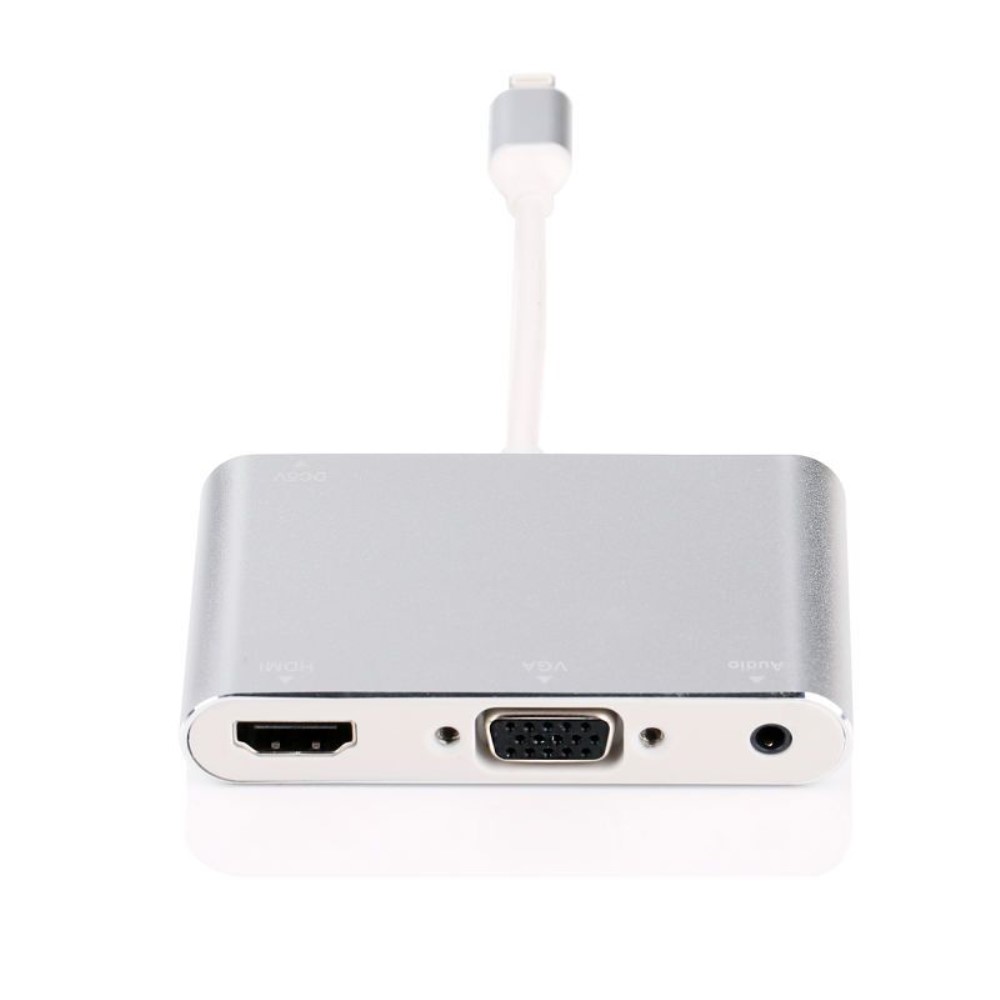 Lightning auf HDMI / VGA / Audio Hub Adapter für Apple iPhone / iPad - Silber