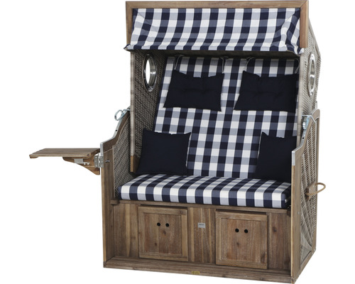 deVries Greenline 135+ strandstoel, stof 743, 130 x 80 cm, half-liggend, blauw