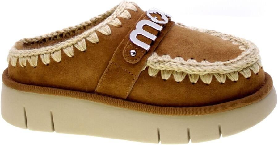 MOU Instappers Dames Bounce Clog Maat: 38 Materiaal: Suède Kleur: Cognac