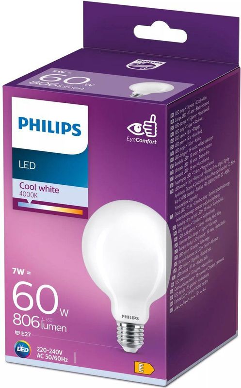 Philips - LED - Globe - E27 - Mat - 60W - Koel Wit Licht