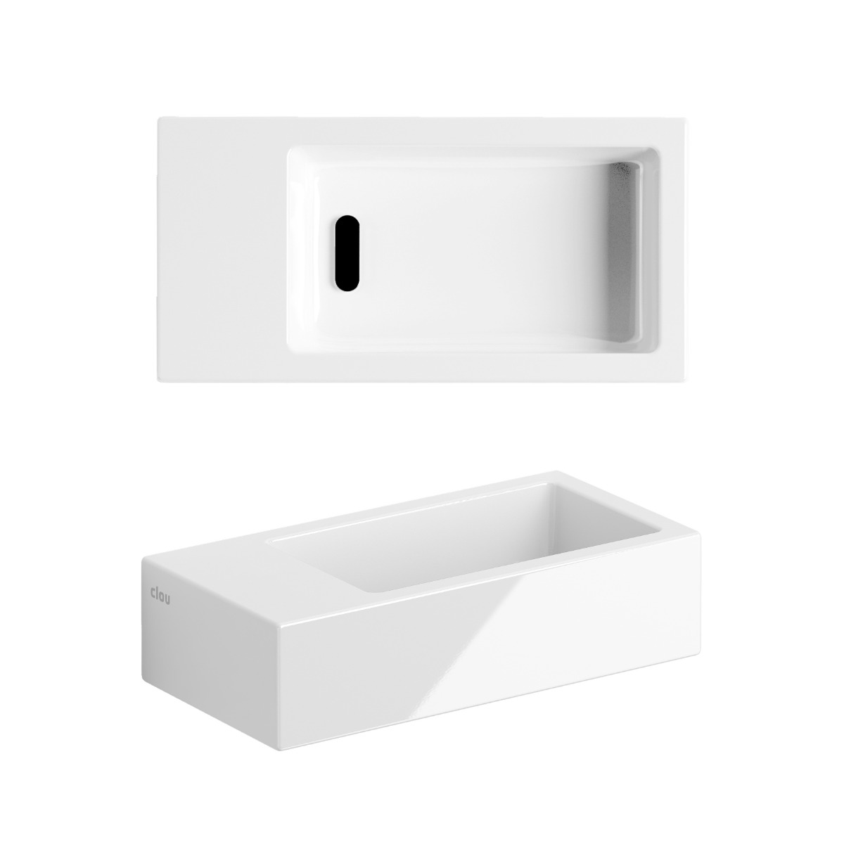 Clou Flush 3 keramische fontein 36cm zonder kraangat links wit glans
