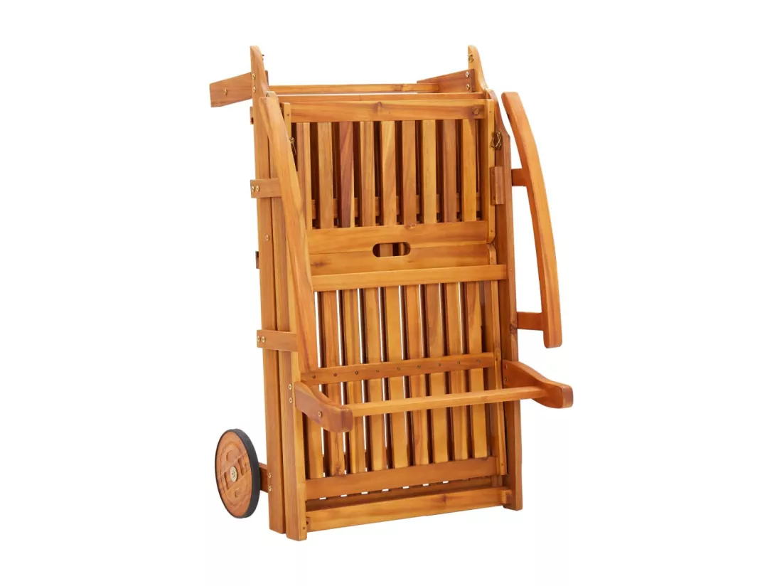 Chaise longue de jardin avec coussin Bois d'acacia solide