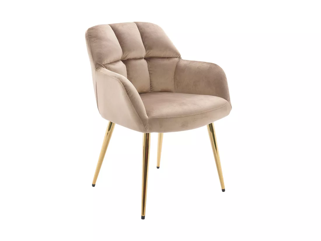 Lot de 6 chaises avec accoudoirs - Velours et métal doré - Beige - PEGA de PASCAL MORABITO