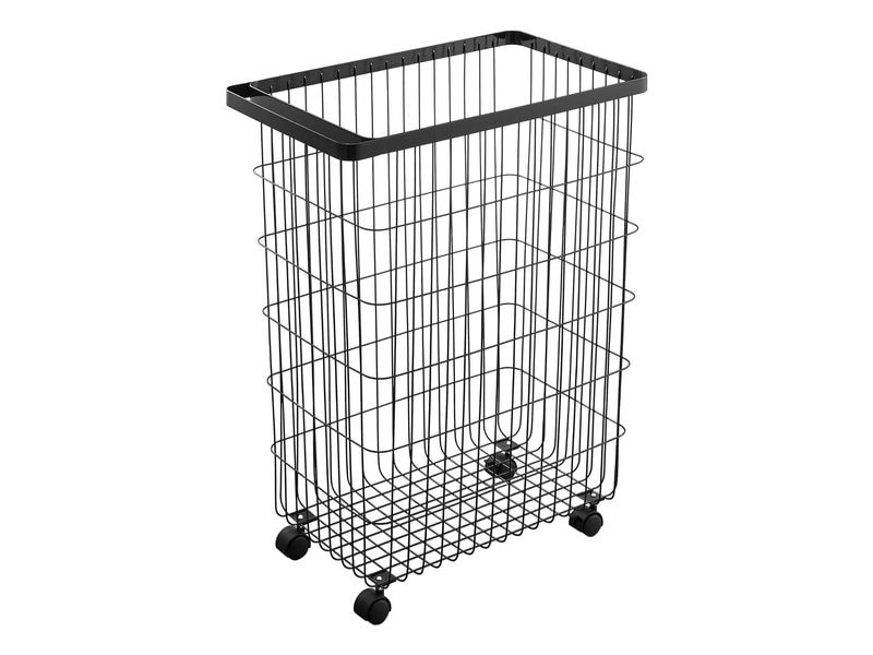 Yamazaki Wäschekorb  Tower 50 l, Schwarz Wäschekorb mit Rollen