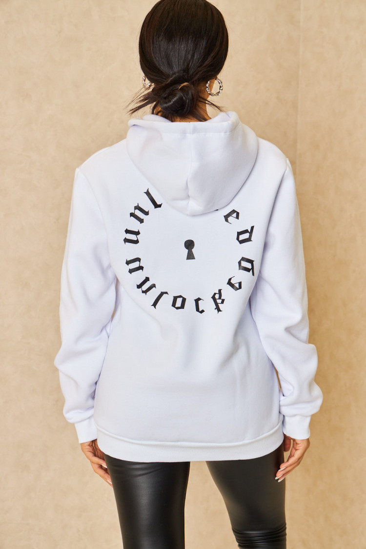 Sweat à capuche blanc Unlocked