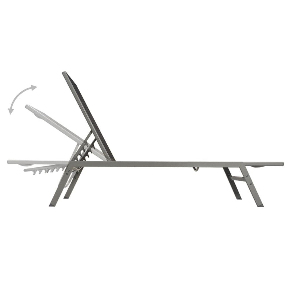 Lot de 2 transats chaise longue bain de soleil lit de jardin terrasse meuble d'extérieur avec table acier et textilène noir 0