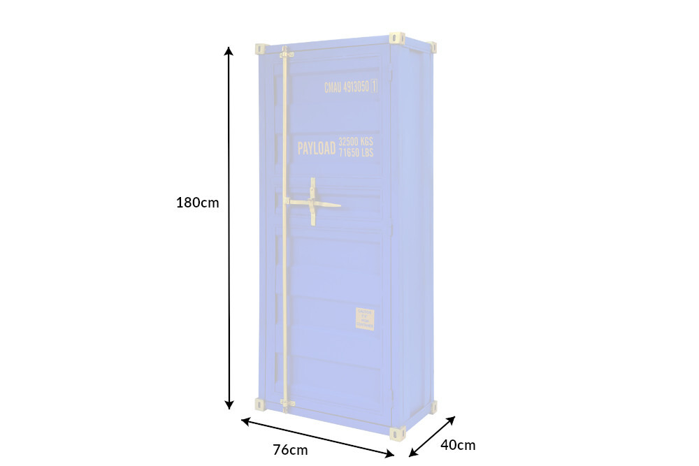 Design Aktenschrank GLOBETROTTER 180cm blau Eisen Container Upcycling Industrial