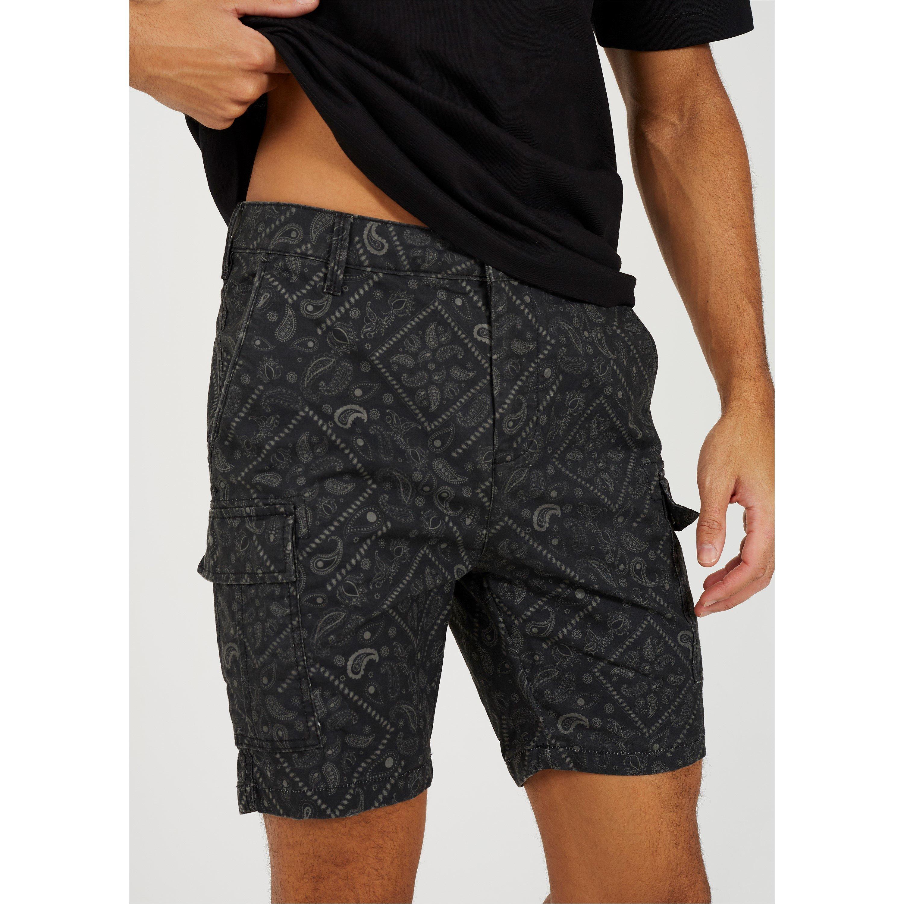 Brave Soul Bandana Print Cargo Shorts