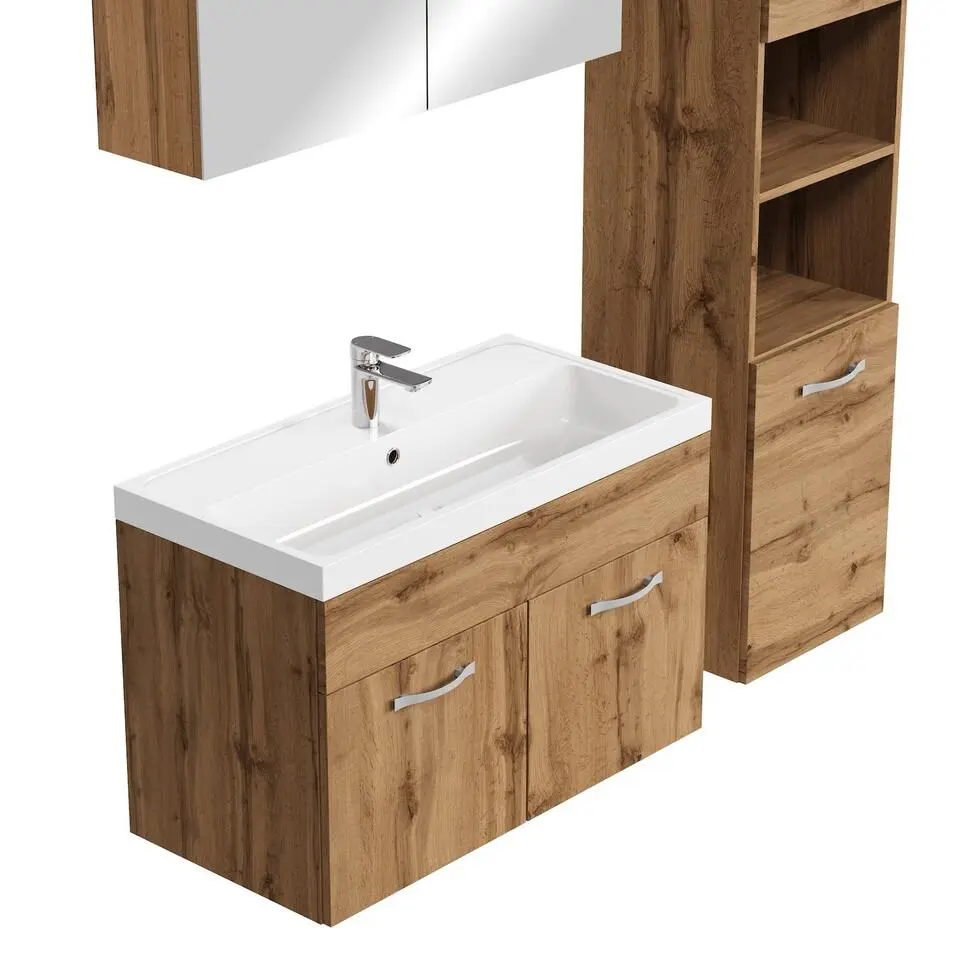 Badplaats Badkamermeubel Set Paso XL 80 x 40 cm - Eiken - Badmeubel met