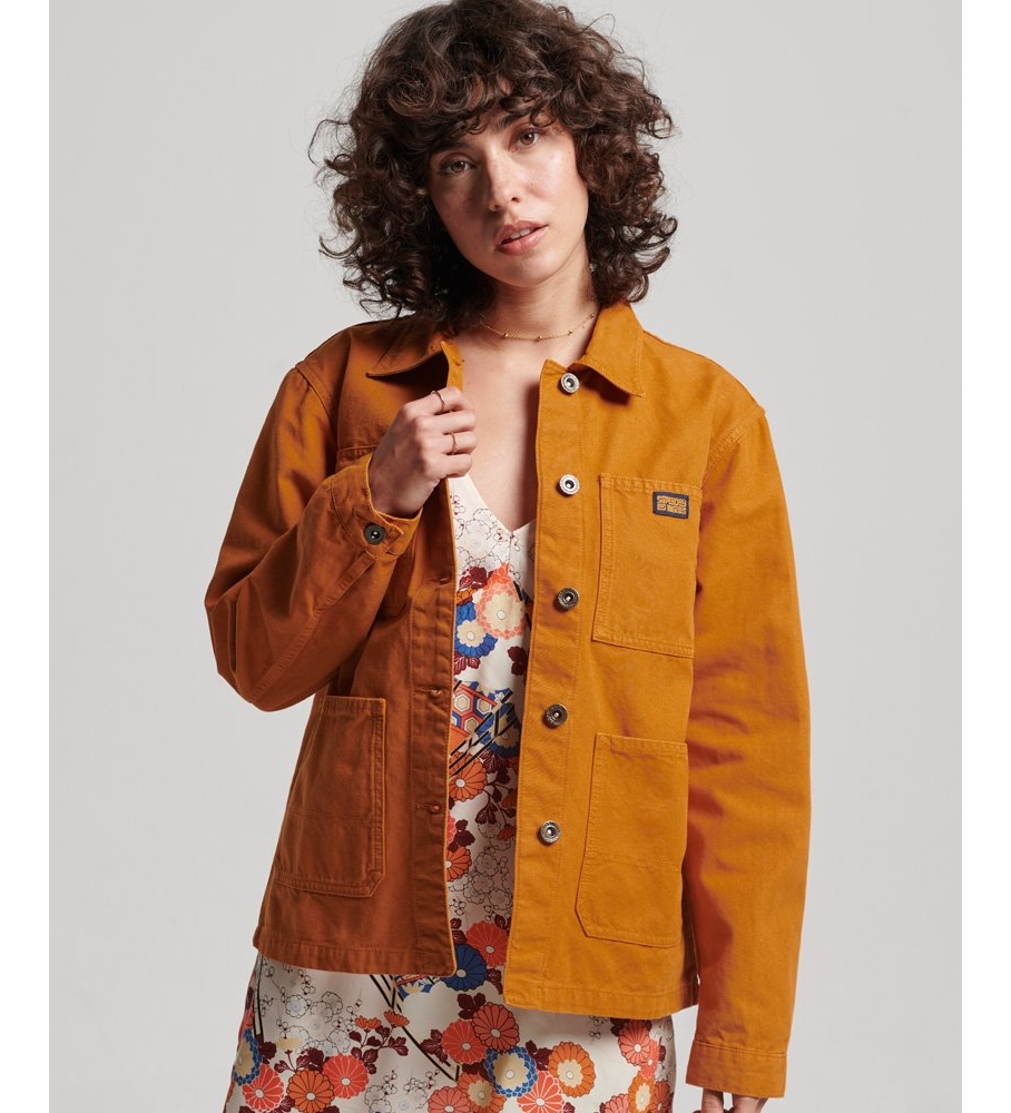 Jaqueta Superdry Vintage de Algodão Orgânico, Laranja e Marrom