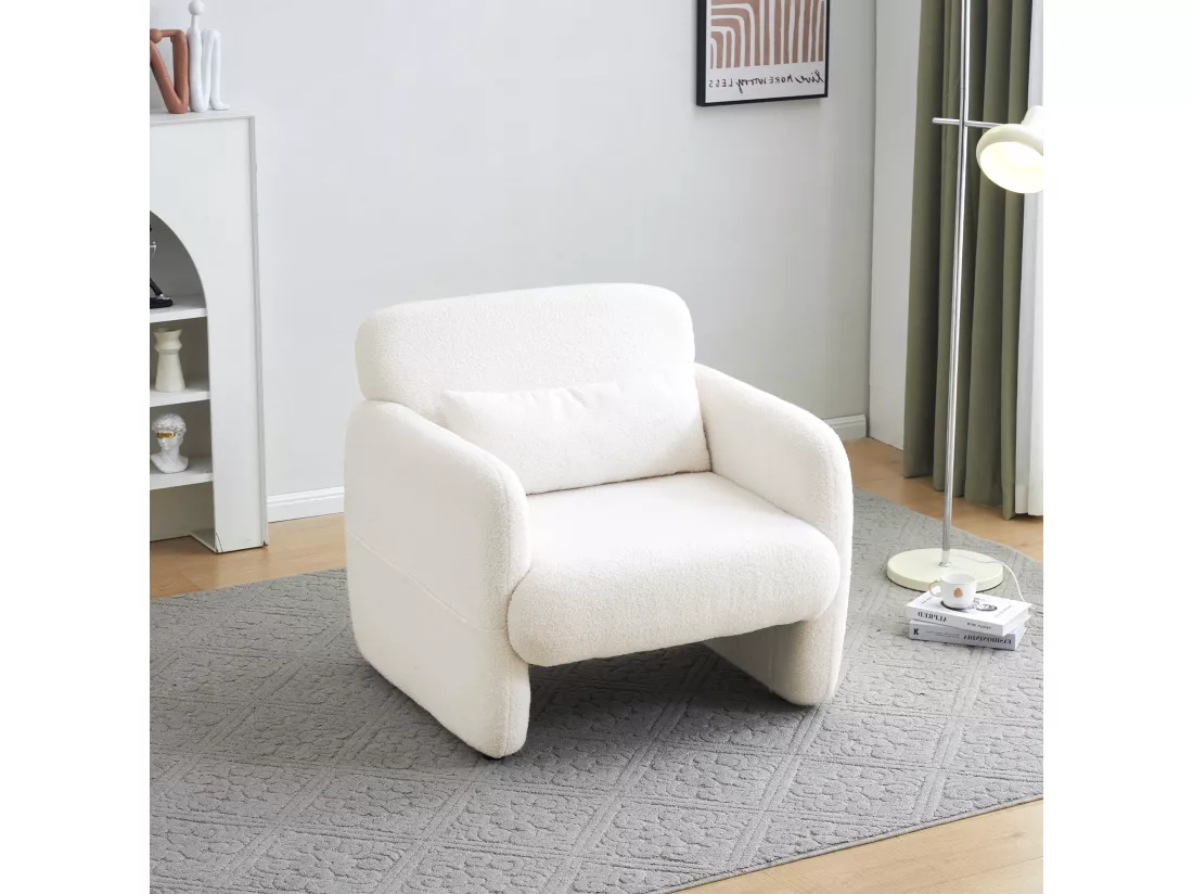 Arturesthome fauteuil célibataire décontracté, blanc, une pièce,d88cm×h778cm