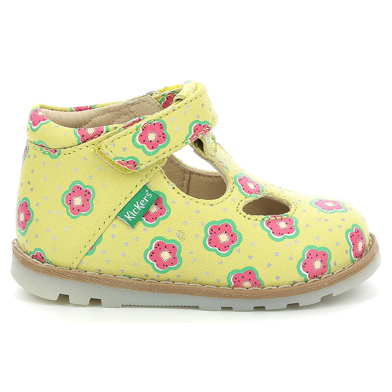 Kickers Salomés en Cuir Nonocchi jaune/flower