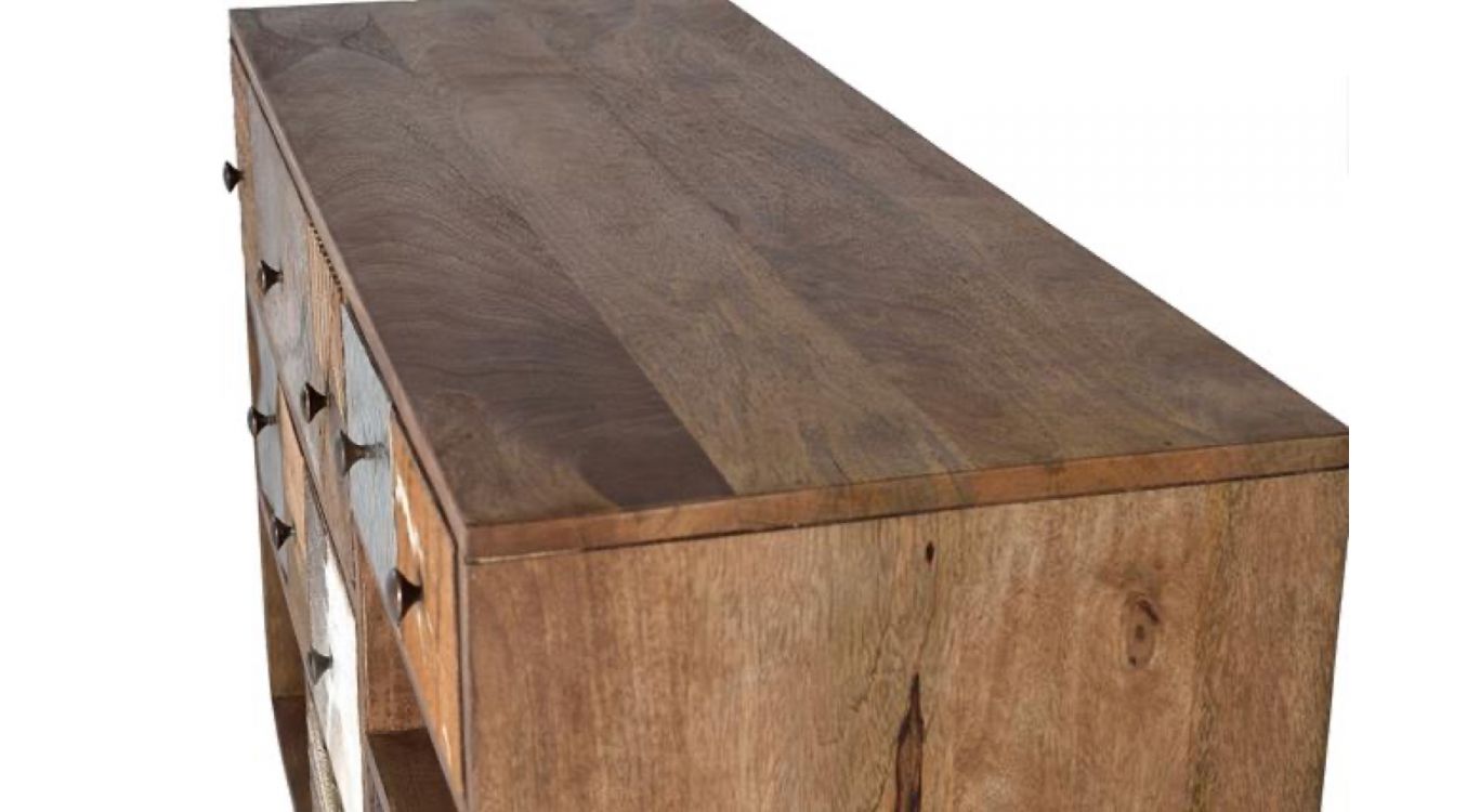 Bahut 11 tiroirs bois marron 160x40x76cm