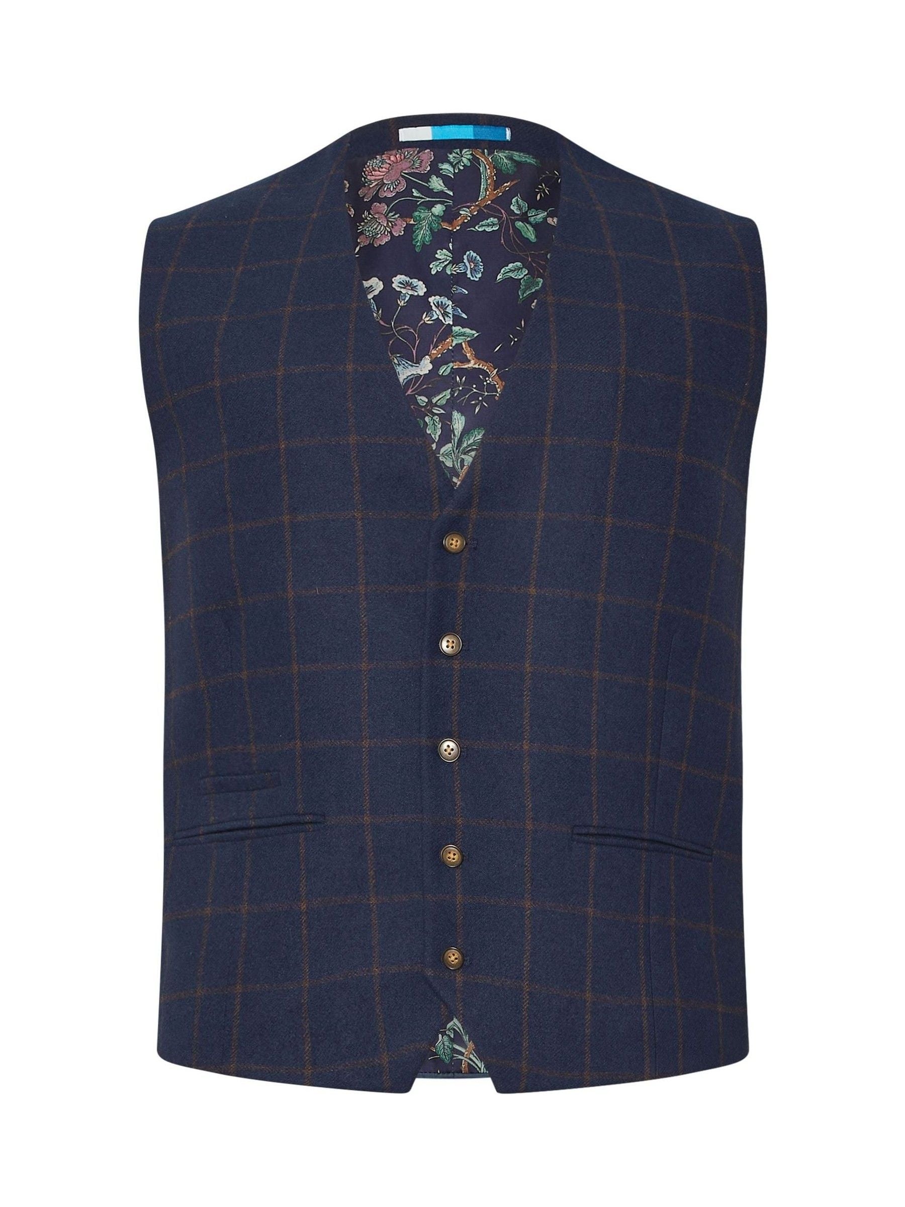 Blauw - BadRhino Big & Tall Tweed Waistcoat