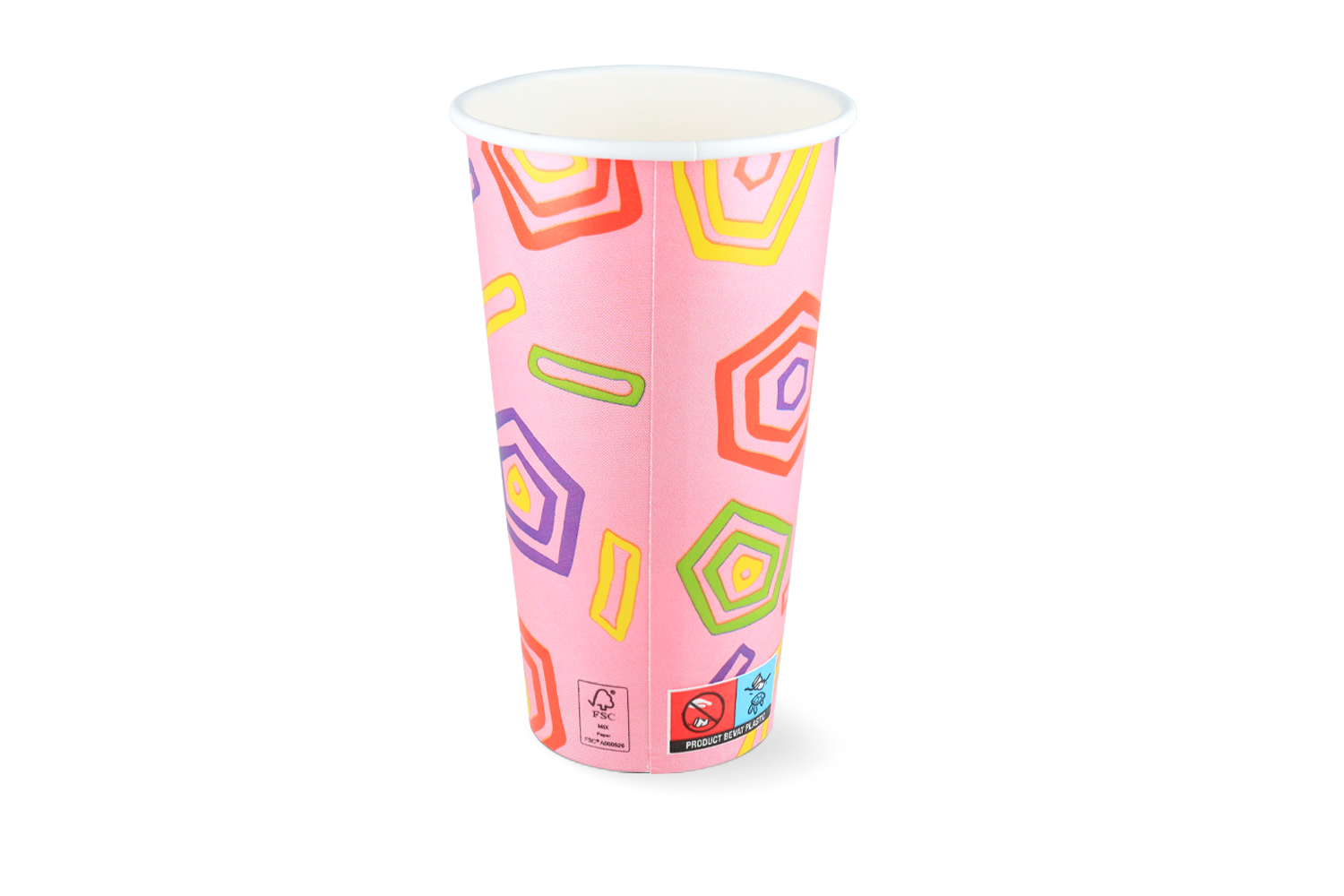 Milkshakebeker groot 560ml Ø90mm 20oz roze FSC® karton