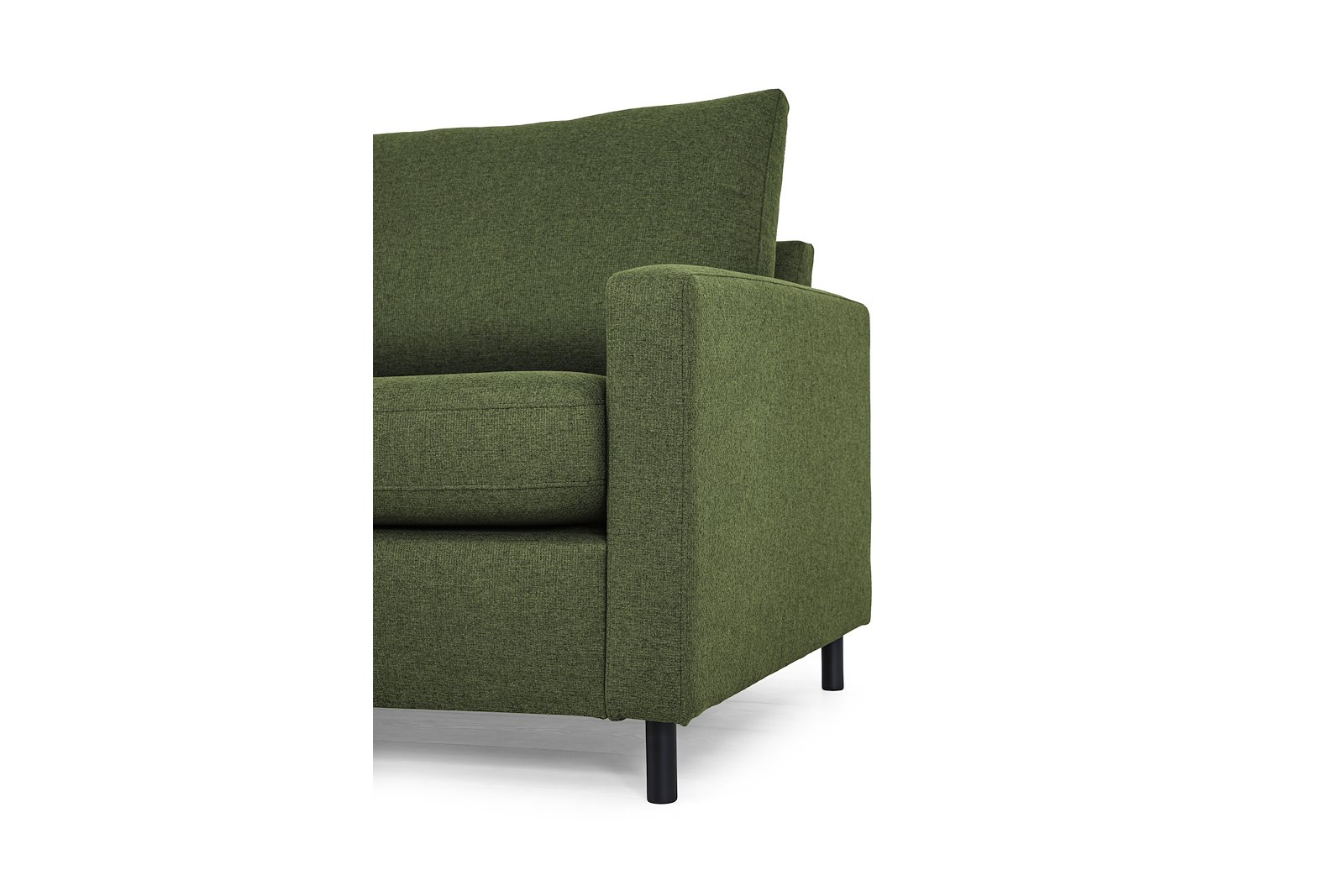 Tempo hjørnesofa Oppsett 11L 3-seter med åpen ende venstre. Tekstil Herbi 10 Green med sorte ben