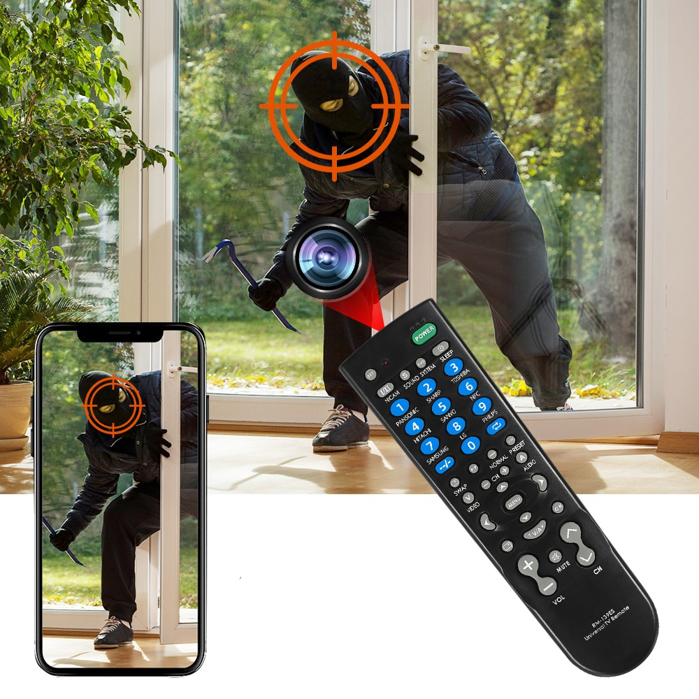 Fernbedienung mit integrierter Mini WiFi IP Kamera Full HD 1080p mit Akku (1000mAh)   Micro SD Kartenslot (iOS/Android) - Schwarz