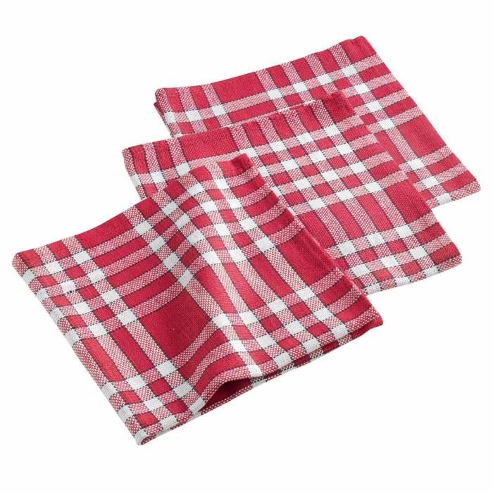 SERVIETTES DE TABLE 3 45X45 CM COTON TISSE TRADITIO ROUGE