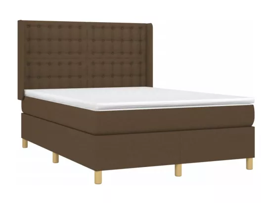 Sommier tapissier matelas et LED Marron foncé 140x190 cm Tissu