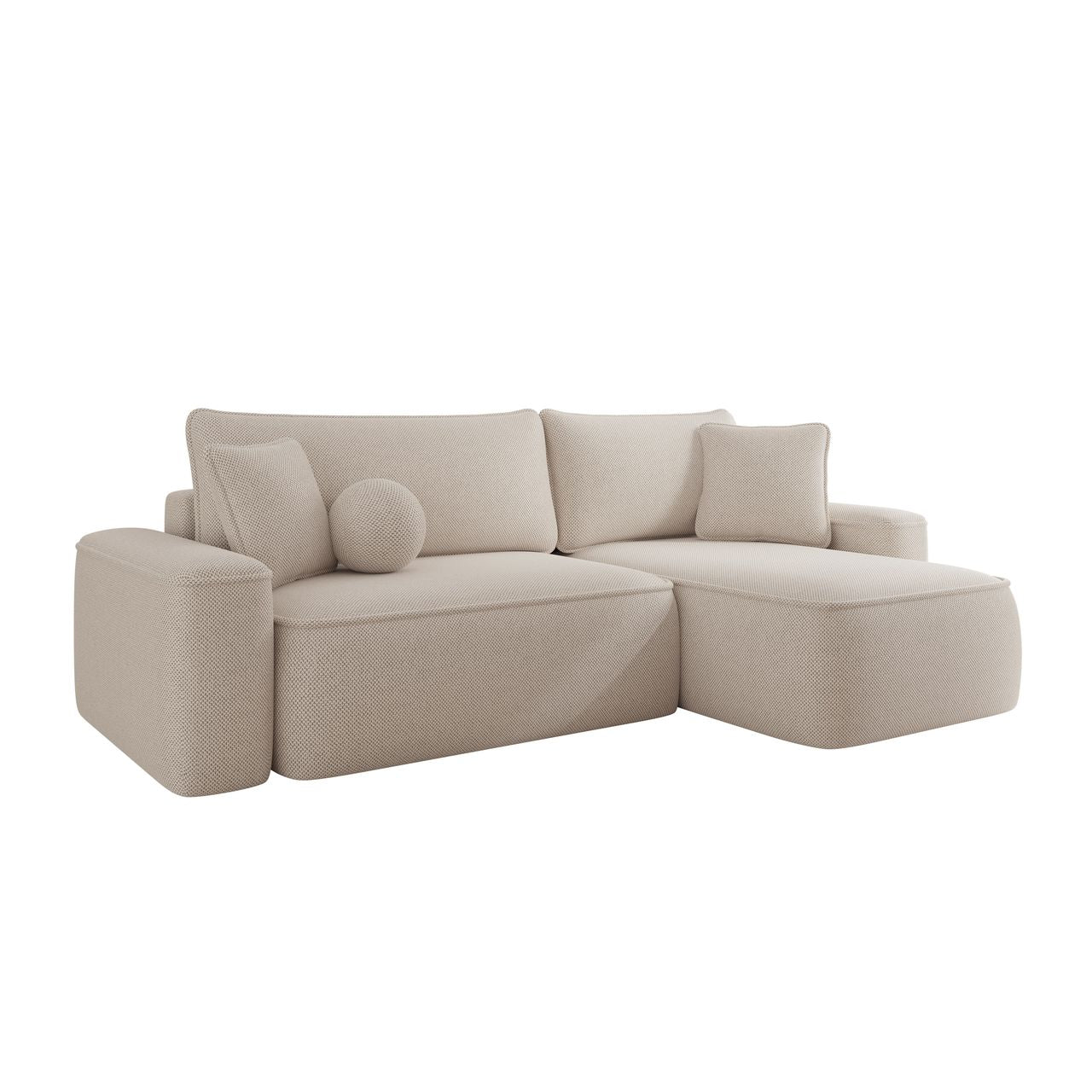 Synth - Hoekbank 3-zits met chaise longue - Stof beige - Universeel