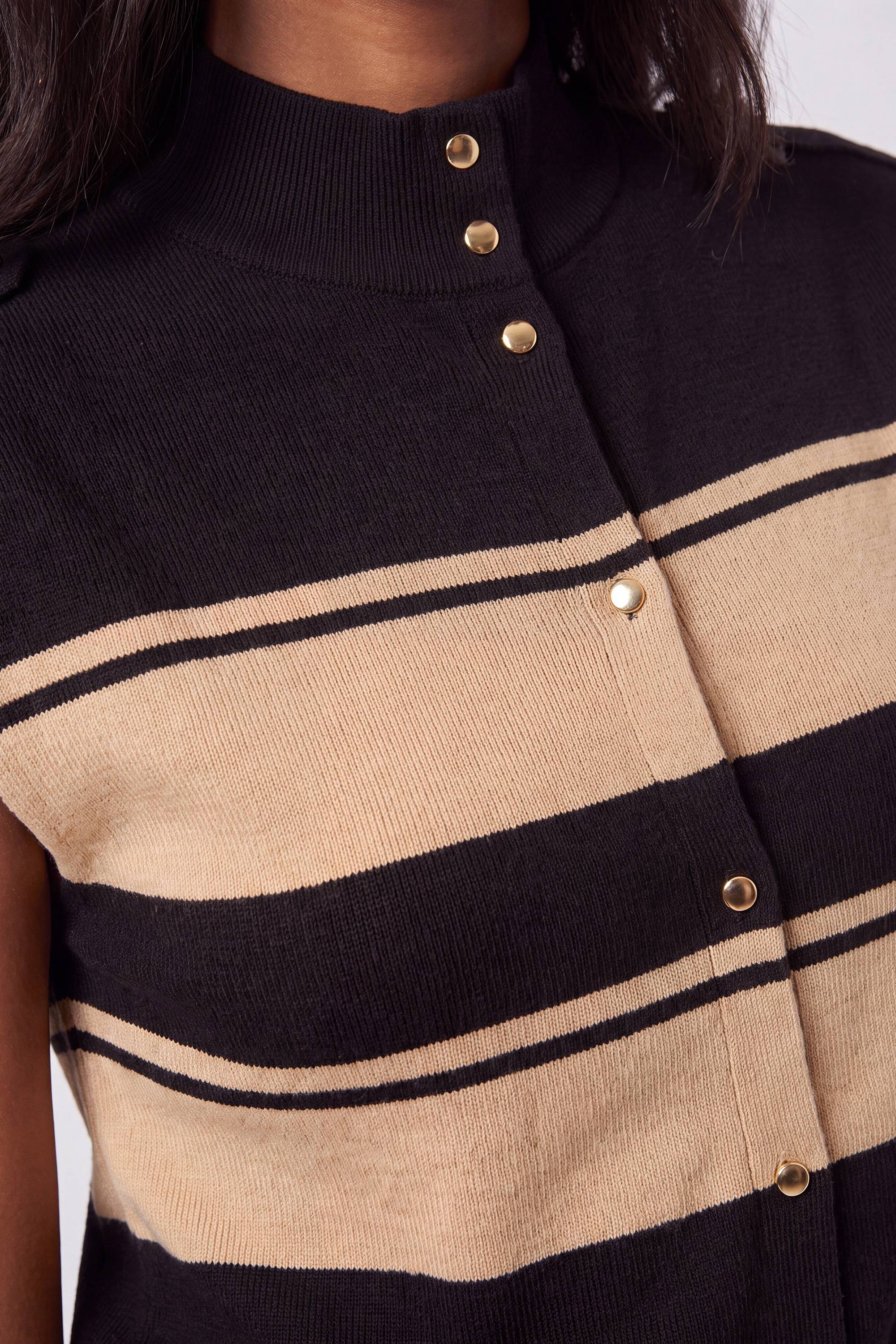 KarenMillen Débardeur En Maille À Col Montant En Mélange De Viscose À Rayures