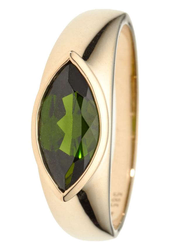 Solitär-Ring, Chromdiopsid AA+, Gelbgold 585