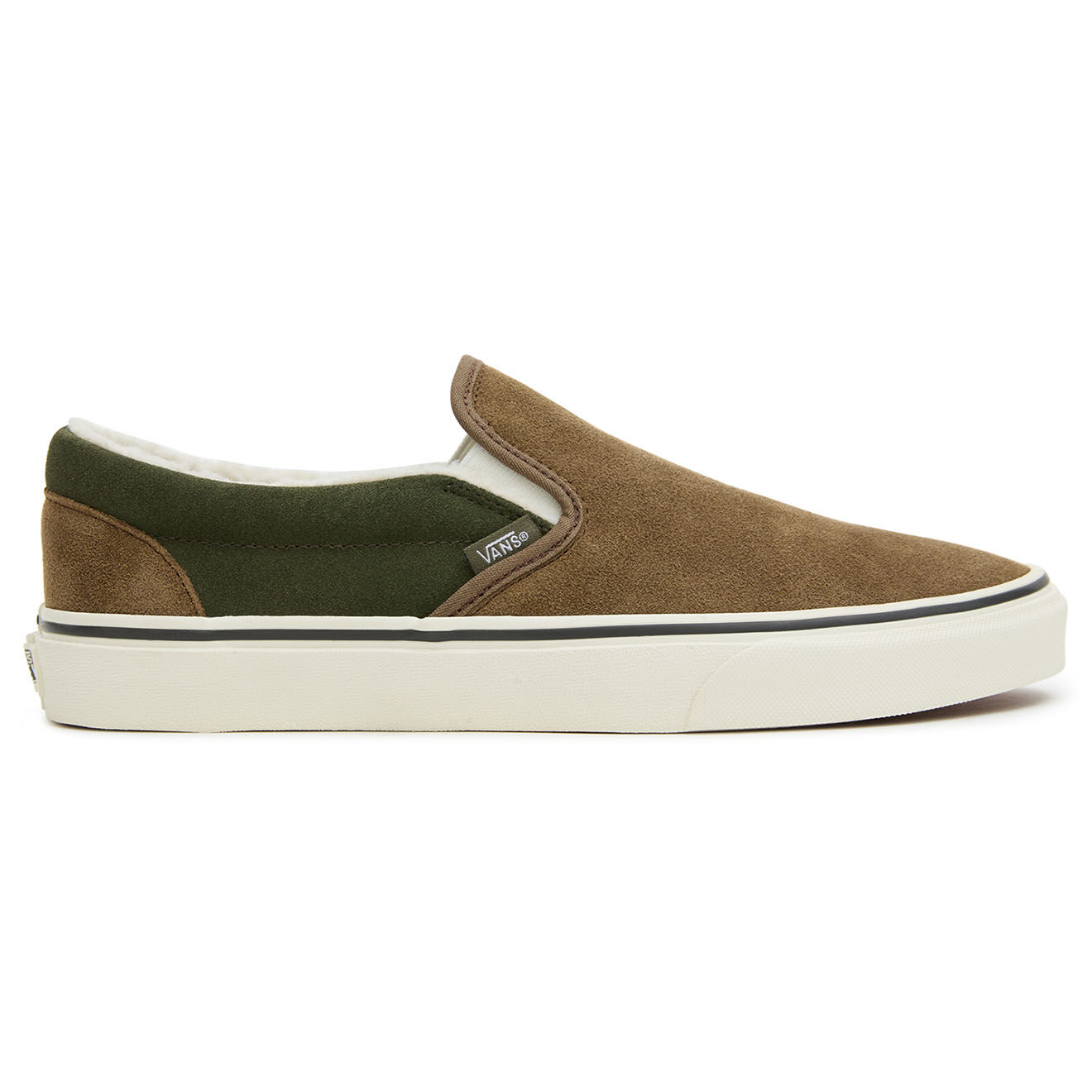 Vans Slip-on en Velours de Cuir Classic fourrées marron/kaki